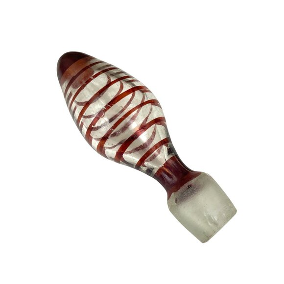 Hand Blown Swirl Studio Art Glass Bottle Stopper Red & White - Picture 5 of 7